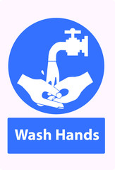 Fototapeta na wymiar wash hands blue vector sign