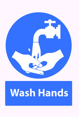 wash hands blue vector sign