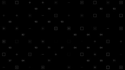 PNG Alpha.HUD elements grid.Shapes and numbers abstract technological animation.Animated SciFi texture background.Type 1 - Powered by Adobe