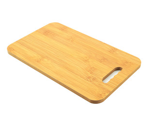 Wooden cutting board isolated on a white background..