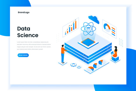 Data science modern flat design isometric concept. Illustration for  websites, landing pages, mobile applications, posters and banners