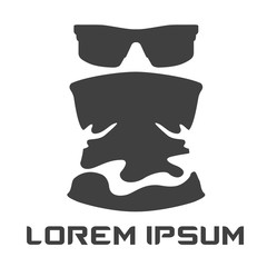 Man in scarf and glasses logo. Suitable for fishing team or active sports