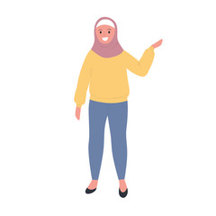 Muslim woman in hijab. Traditional clothes. Flat vector illustration. 