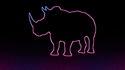 The beautiful outline of Elephant, with neon lighting. animal outline with neon light effect isolated on black background.