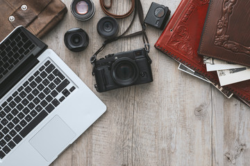 Photography equipment on a desktop