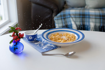 Breakfast cereal milk splash