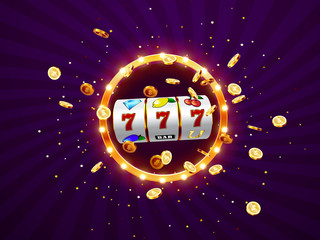 Golden slot machine wins the jackpot. - 352827772