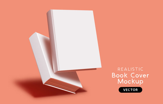 Blank book cover mockup layout design with shadows for branding. Vector illustration.