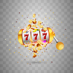 Golden slot machine wins the jackpot. - 352828129