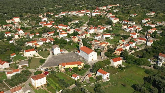 The beautiful and peaceful town in Olib Island, Croatia - aerial