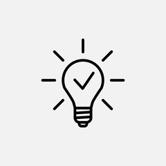 Bulb line icon. Idea and illumination, inspiration symbol. logo. Outline design editable stroke. For yuor design. Stock - Vector illustration.