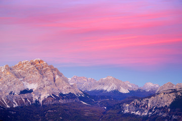 Fototapeta na wymiar Sunset alpine light in the Dolomites, Italy, Europe