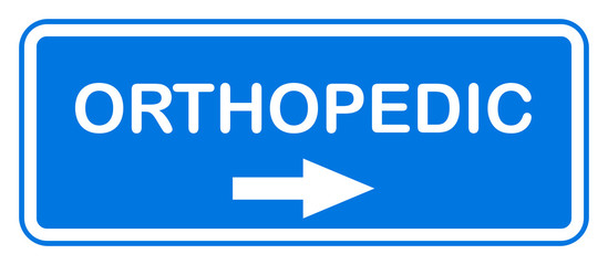 Fototapeta premium Orthopedic hospital sign, blue label 