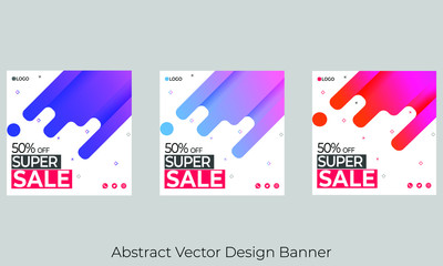 Sale social media post or banner template Free Vector 3 Color Version Abstract Vector Design 