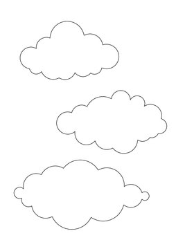 Cloud Vector white clouds outline | digital clouds illustration | graphic resources and design | collection of fluffy cloud artwork
