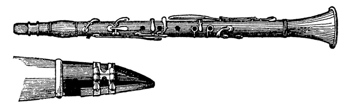Clarinet, vintage illustration