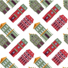 Real estate houses seamless pattern, buildings of town
