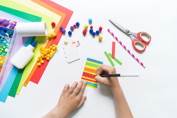 Cardboard llama Craft paper. Handicraft of a children creative process. Cinco de mayo