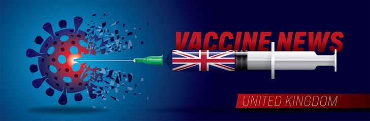 Vector illustration with 3D corona vaccine news, country flag concept.