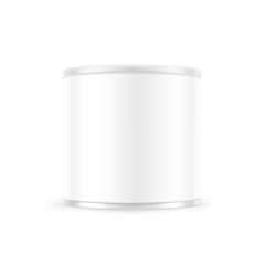 Hight realistic tin can mockup for food. Vector illustration isolated on white background. Easy to use for presentation your product, idea, design. EPS10.
