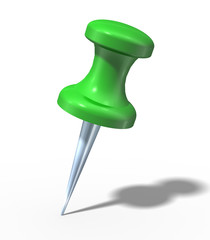 3d grüne Pinnwand Nadel, freigestellt