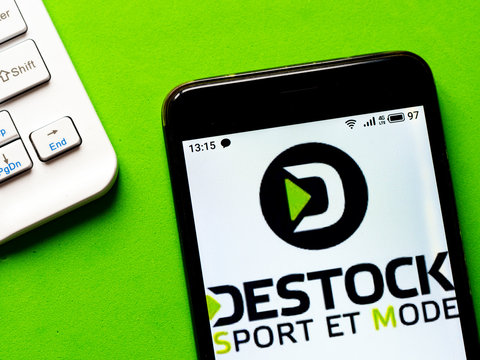  In this photo illustration e-commerce Destock Sport et Mode logo is seen displayed on a smartphone