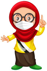 Muslim girl glasses wearing mask