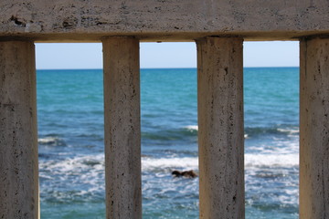 stone fence on beach