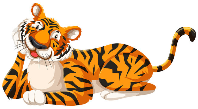 Isolated happy tiger cartoon character