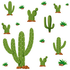 Seamless background design with green cactus plants