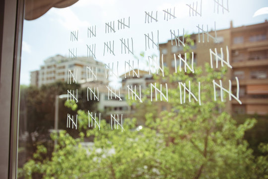 social distancing due to pandemic of COVID-19 and stay at home counting days. depression concept.