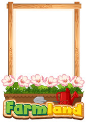 Border template design with beautiful flowers in the garden