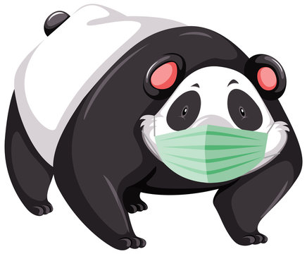 Panda cartoon character wearing mask