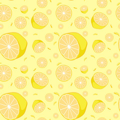Seamless background design with yellow lemons