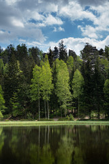 Bischofstein lake in the forest, Czech republic