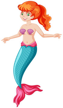 Cute mermaid cartoon character