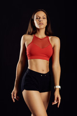 Beautiful brown haired fitness woman