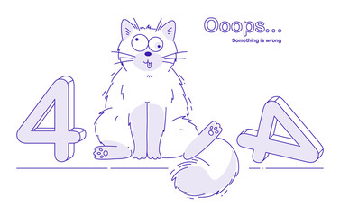 Cute Stupid cat say about Error 404. Ooops. Vector Illustration