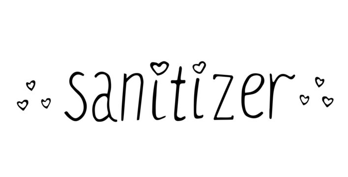 Sanitizer text isolated any lettering in pink for any purposes
