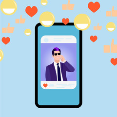 Popular guy in social media, photo handsome man