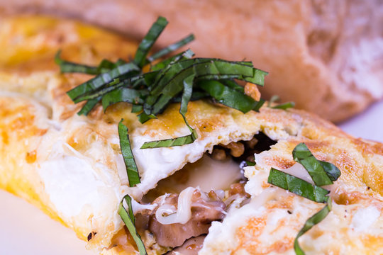 mozzarella shitake egg omellet with Filipino bread or pandesal