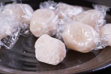 Fototapeta na wymiar soft candies macapuno balls with condensed milk