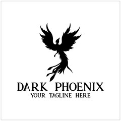 black phoenix isolated drawing vector