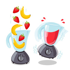 Illustration for design cafe menu.Organic raw strawberry and banana shake.