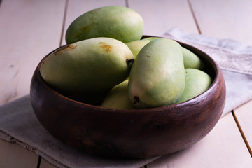 fresh raw or unripe green mangoes