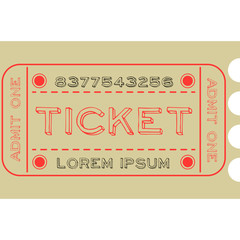 Old type ticket and red text. Editable text.