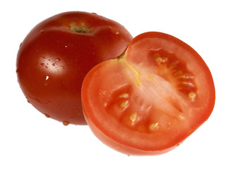 Tomato and slice isolated on white background. Clipping path