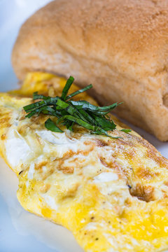 mozzarella shitake egg omellet with Filipino bread or pandesal