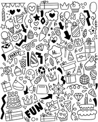 0055 hand drawn party doodle happy birthday