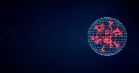 3D Illustration virus and globe world model spin rotate on empty space for banner with concept of coronavirus pandemic futuristic new normal vaccine virus medicine health care technology innovation - Powered by Adobe